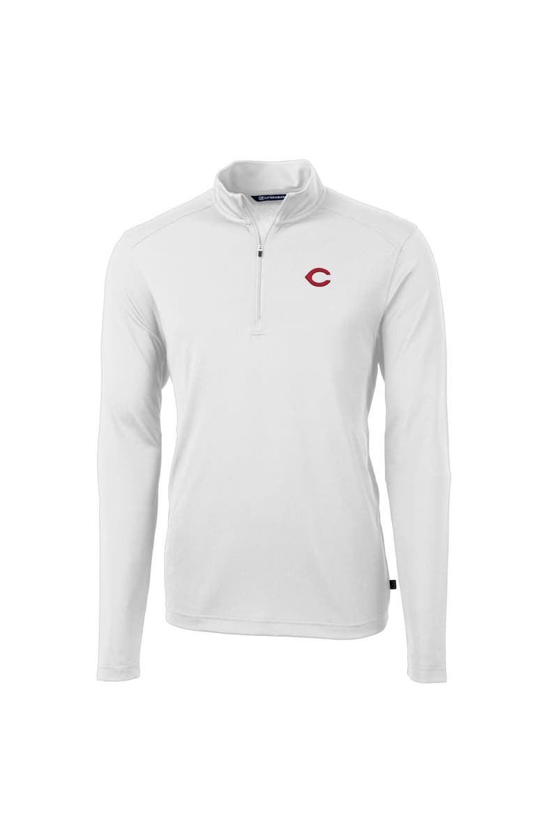 Cutter & Buck Men's Cutter & Buck White Cincinnati Reds Big & Tall Virtue Eco Pique Quarter-Zip Pullover Jacket, Main, color,