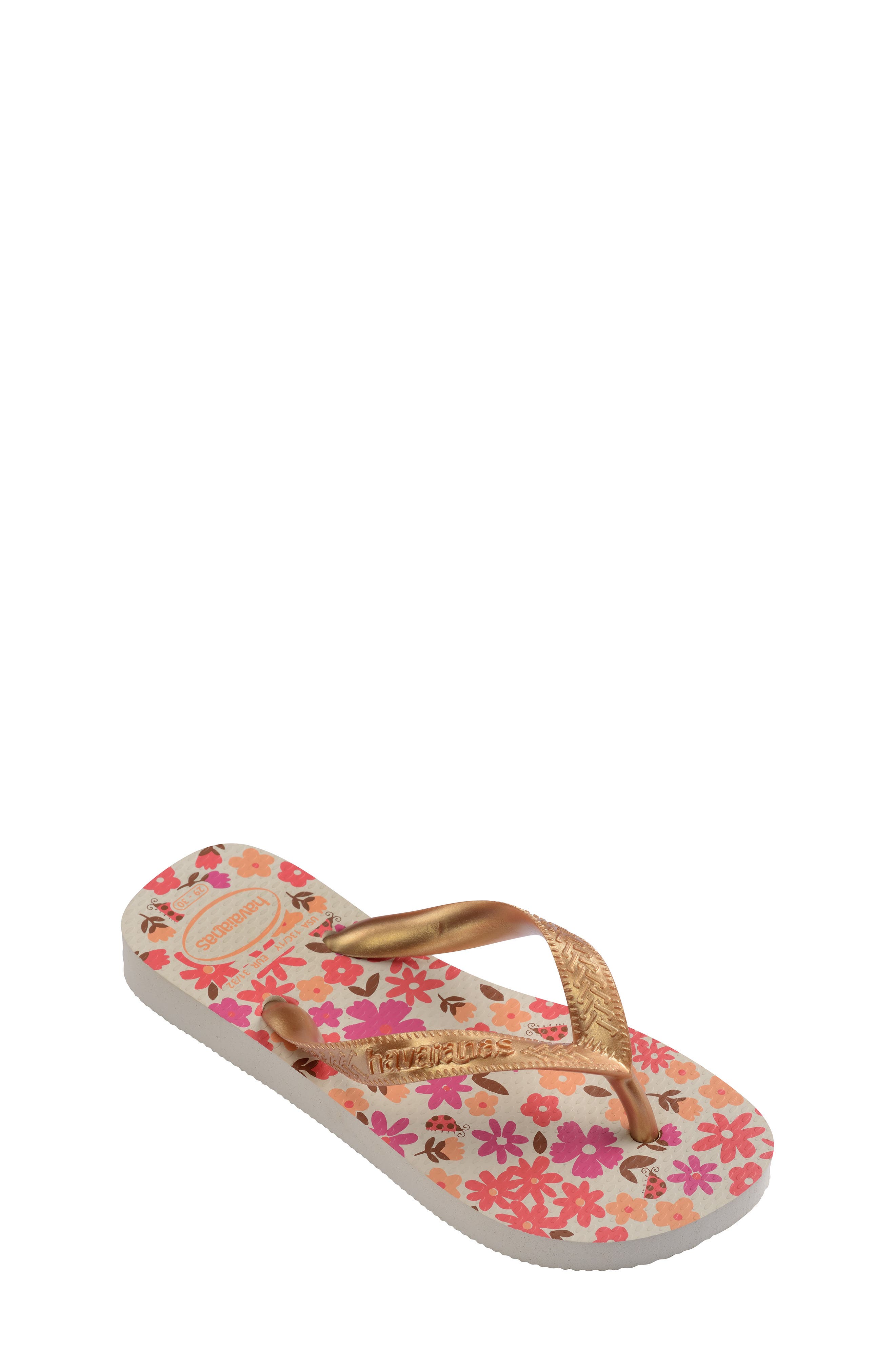 Havaianas Kids' Flores Flip Flop, Main, color, Rose/ Confete