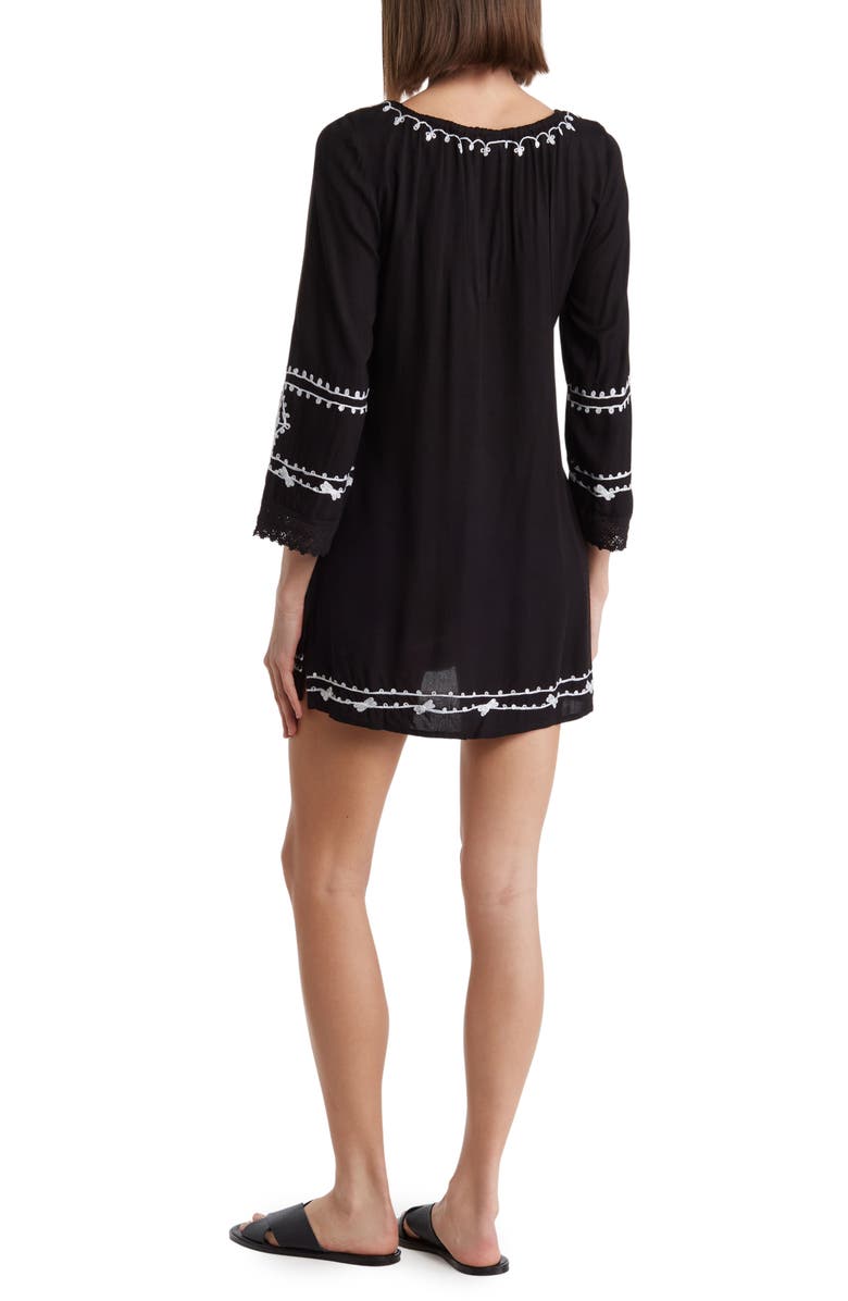 BOHO ME Embroidered Sequin Cover-Up Tunic, Alternate, color, Black