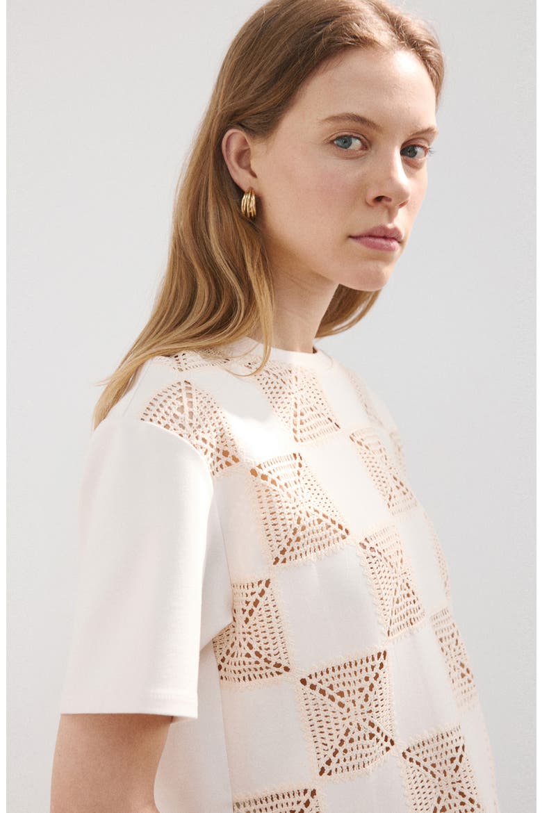 Lace Inset T-Shirt, Alternate, color, OFF WHITE
