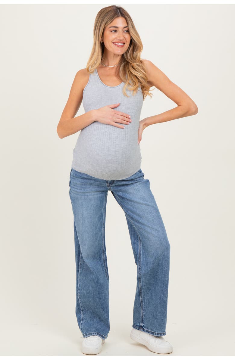 PinkBlush Classic Medium Wash Wide Leg Maternity Jeans, Main, color, Light Blue