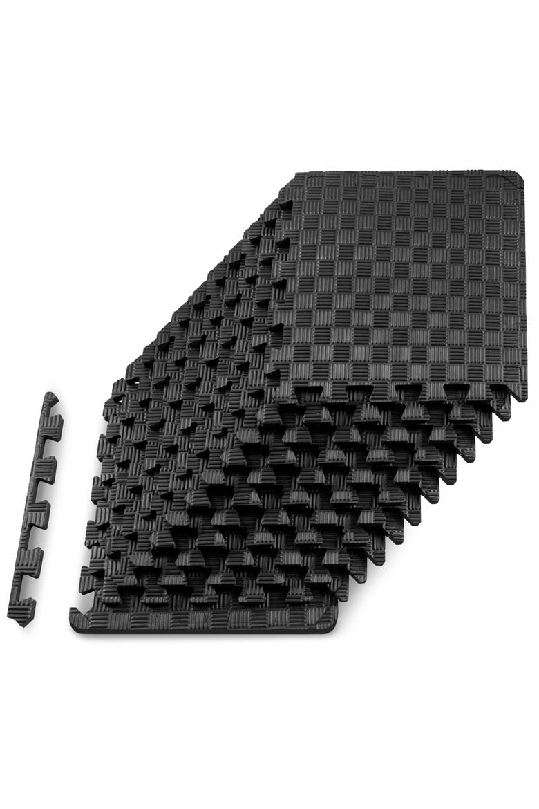 Checkered Exercise Puzzle Mat 12 x 12 1/2-in, Main, color, Black