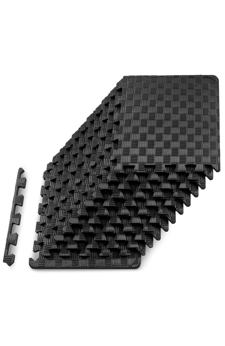 ProsourceFit Checkered Exercise Puzzle Mat 12 x 12 1/2-in, Main, color, Black