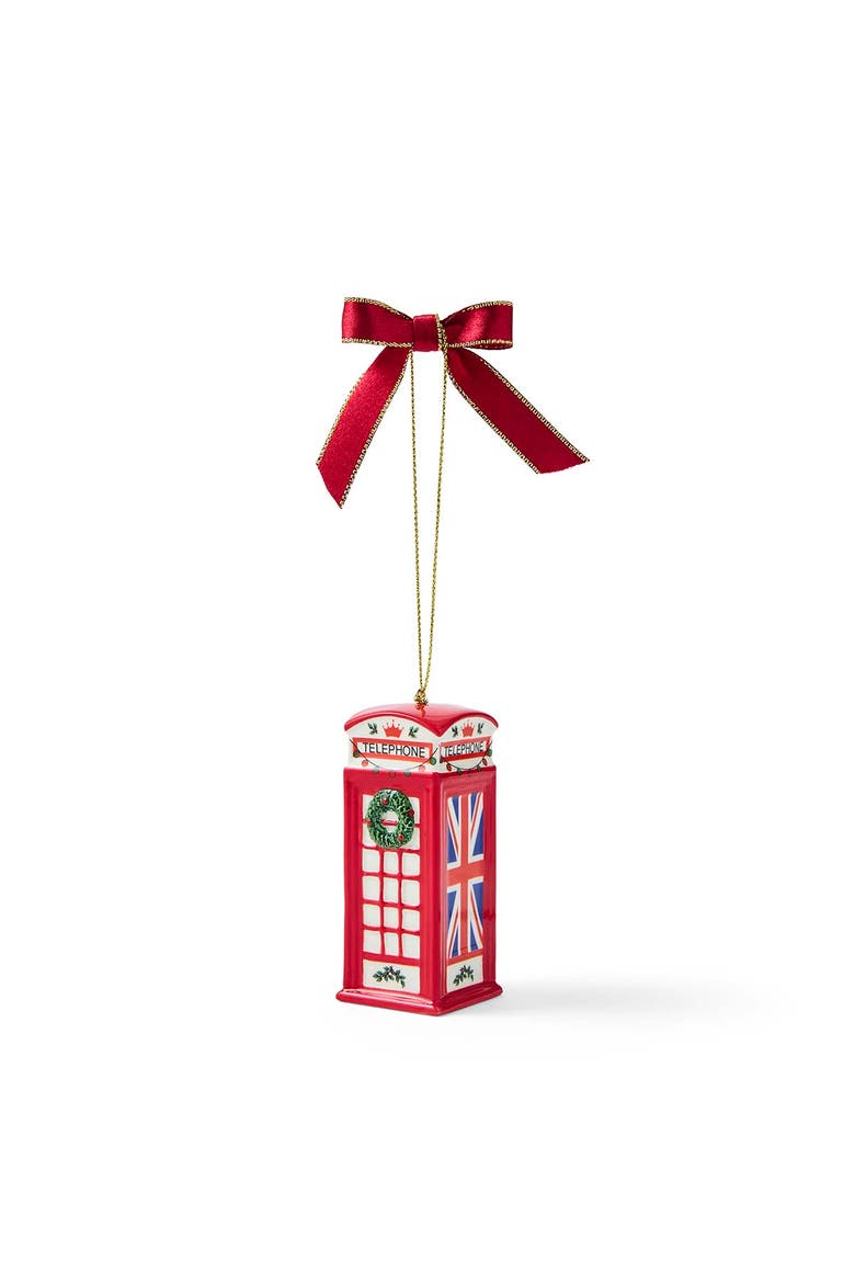 Christmas Tree British Phone Box Ornament, Alternate, color, Multi