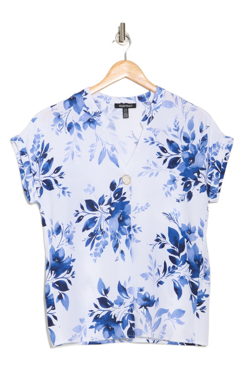 Ellen Tracy Split Neck Drop Sleeve Top, Alternate, color,