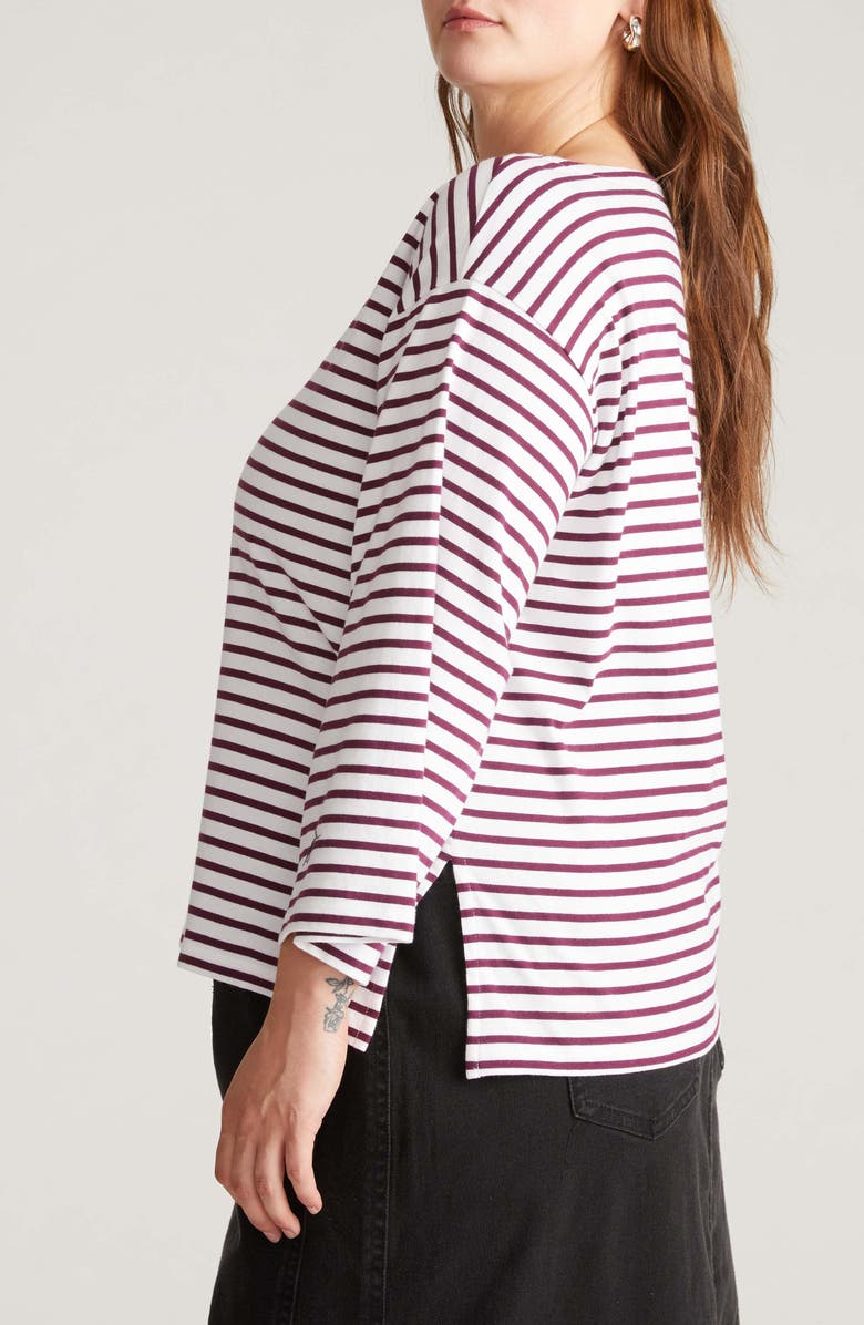 Universal Standard Montauk Breton Stripe Top, Alternate, color, White/ Gamay