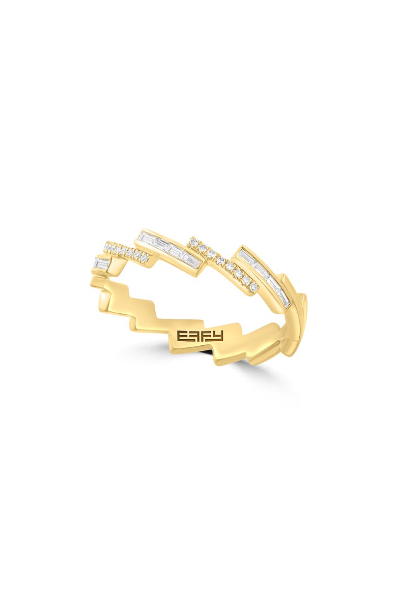 14K Gold Plated Sterling Silver Diamond Stackable Ring, Main, color, GOLD