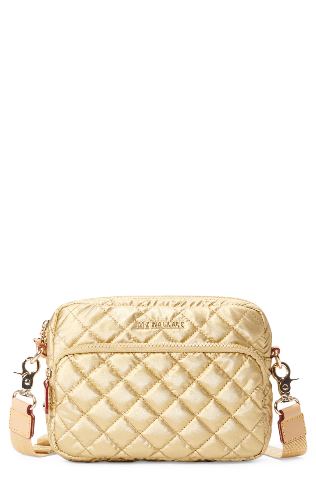 MZ Wallace Small Metro Quilted Nylon Camera Bag, Main, color, Light Gold Pearl Metallic