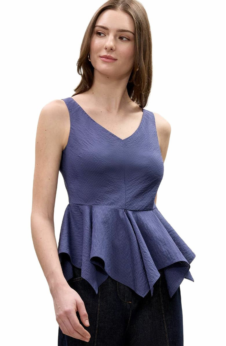 Rebecca Taylor Allegra Stripe Top, Alternate, color, Navy