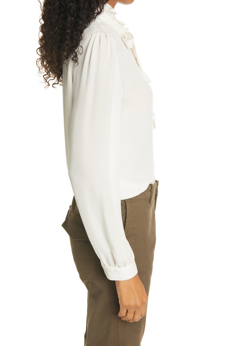 Miera Ruffle Silk Blouse, Alternate, color, IVORY