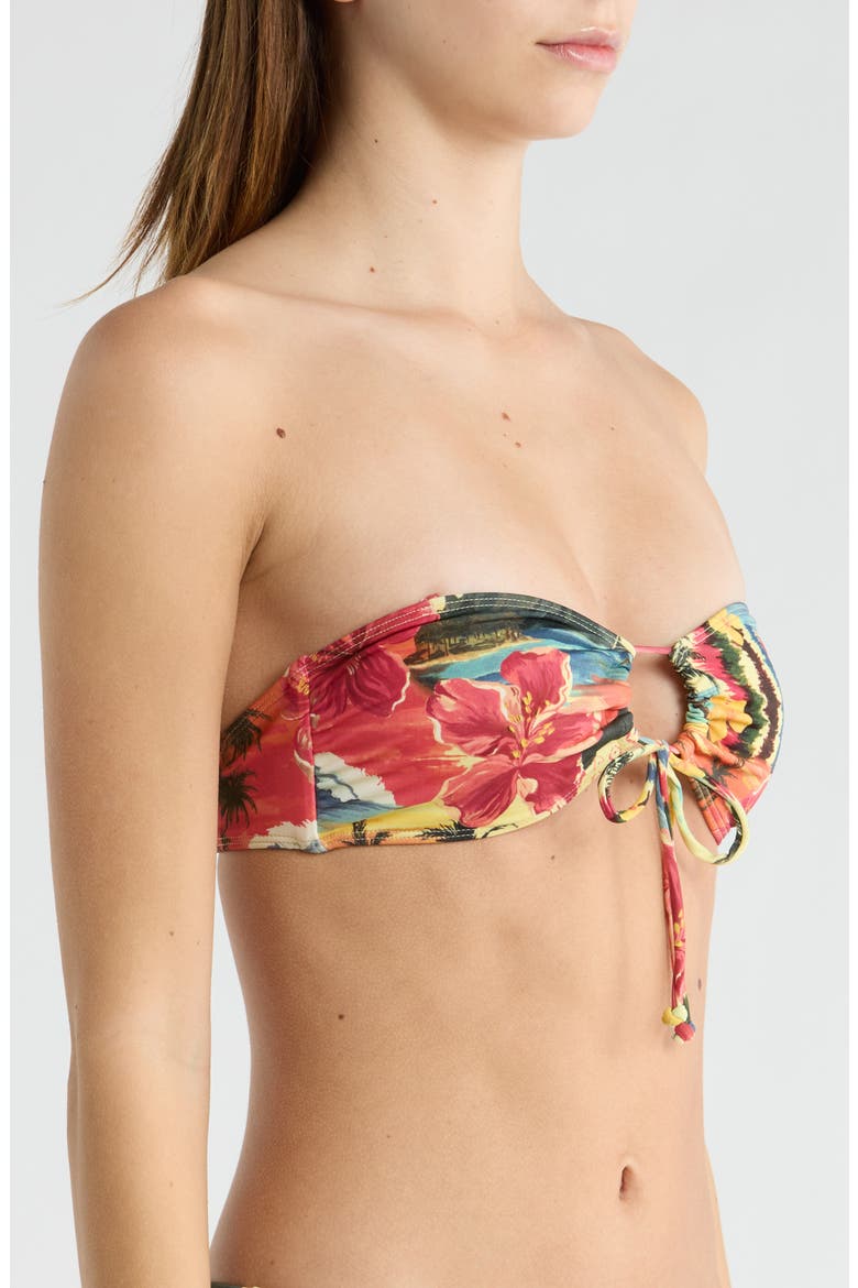 Jalen Tropical Pirnt Bandeau Bikini Top, Alternate, color, YELLOW MULTI
