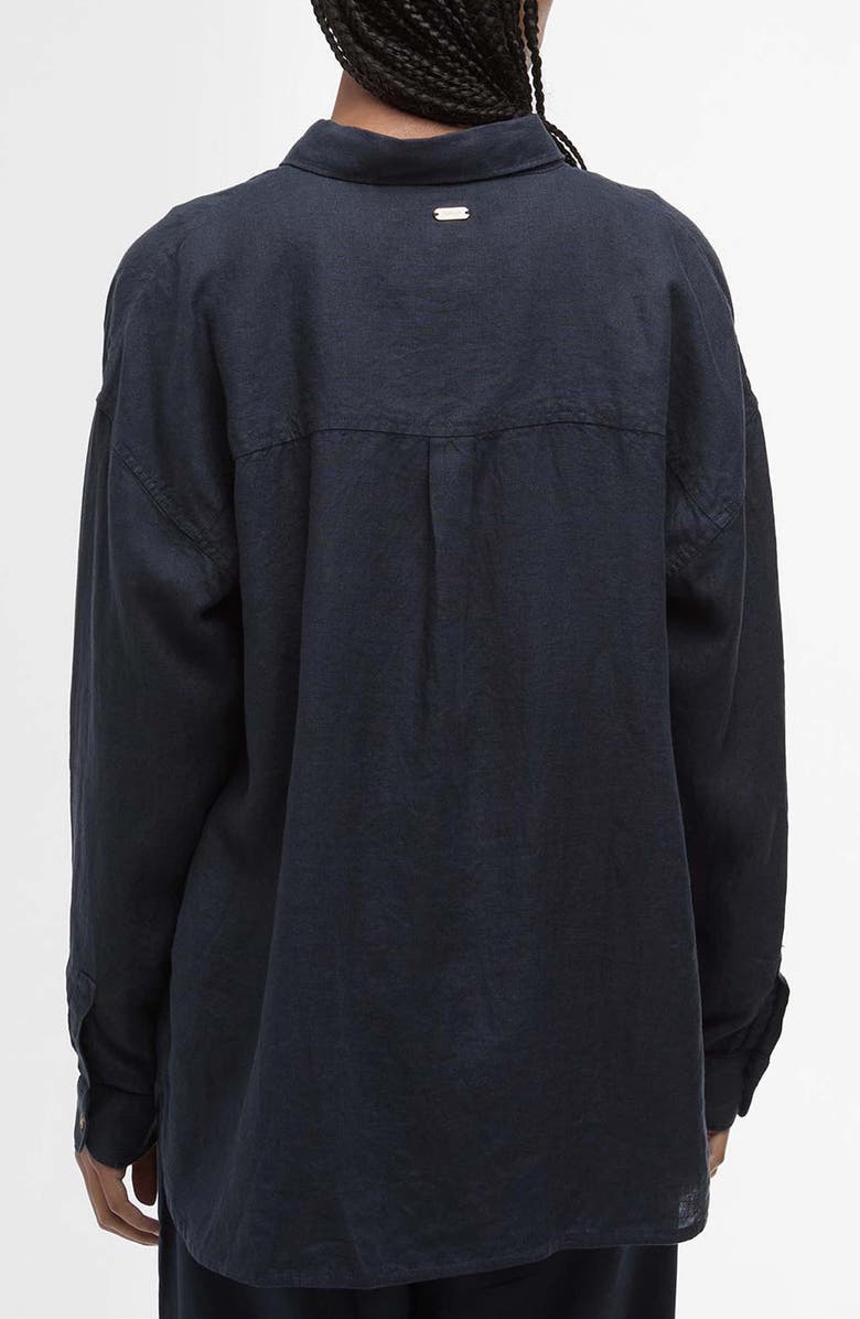 Barbour Hampton Linen Button-Up Shirt, Alternate, color, Dark Navy / Safari Tartan