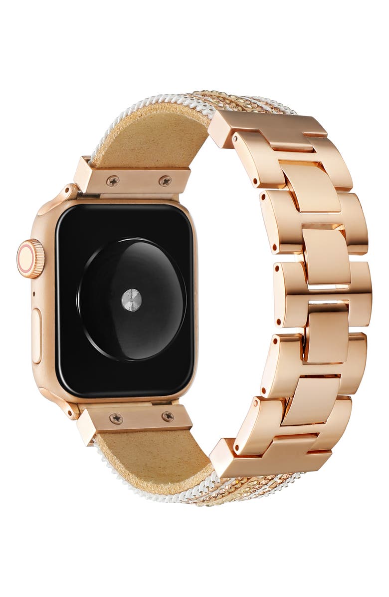 Posh Tech Beaded Apple Watch<sup>®</sup> Bracelet Watchband, Alternate, color, Gold/Rose Gold