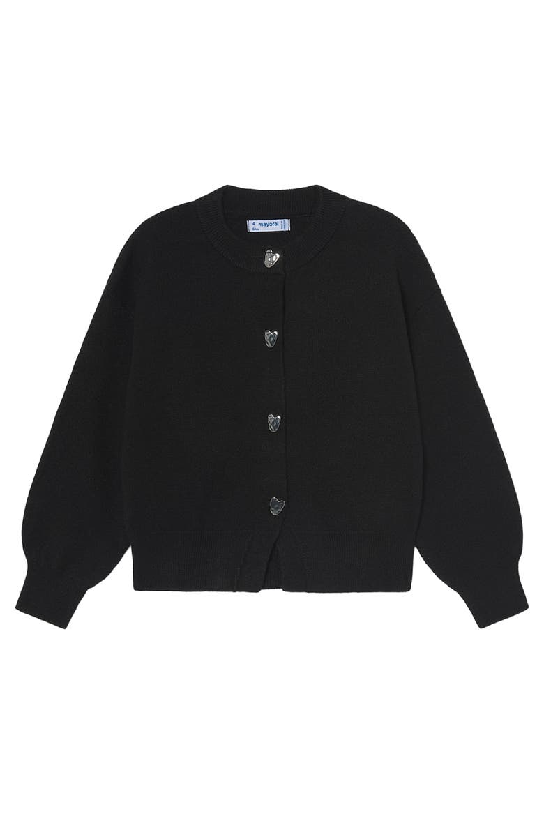 Heart Button Cardigan, Main, color, Black
