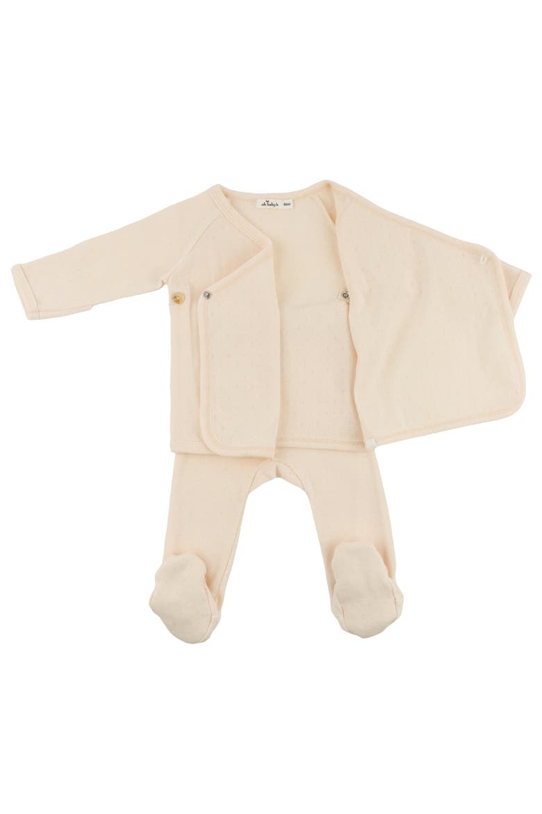 Twinkle Pointelle Wrap Top Set, Alternate, color, Natural