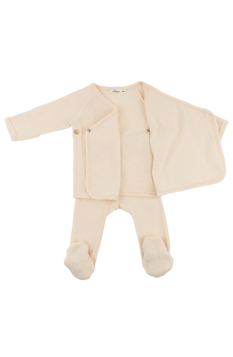 oh baby! Twinkle Pointelle Wrap Top Set, Alternate, color, Natural