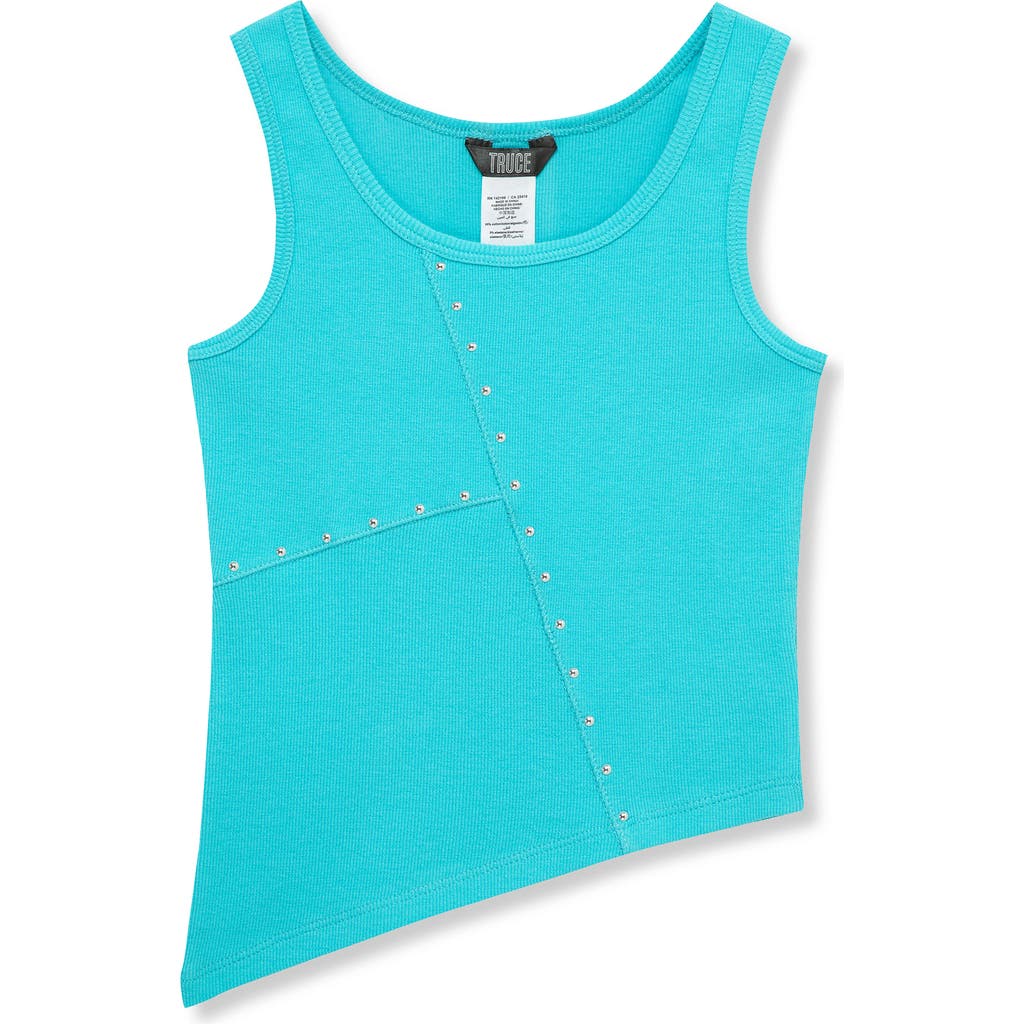 Truce Kids' Rib Stud Accent Cotton Tank In Blue