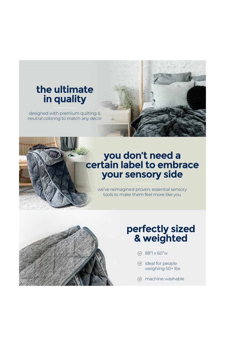 Sensory Basics Weighted Blanket, 8 lbs, 60x88 Inch, Twin, Sensory Compression, Alternate, color, Gray