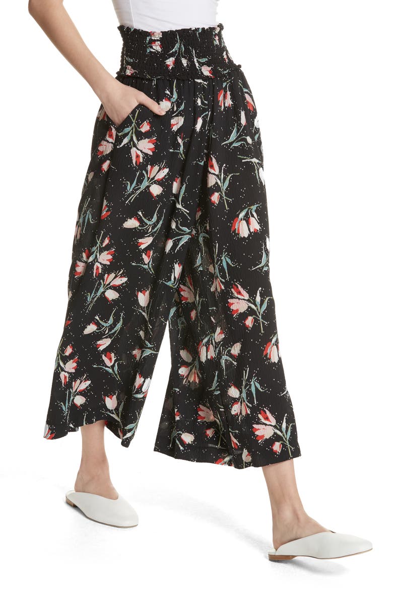 Rebecca Taylor Ikat Floral Stretch Silk Pants, Alternate, color, 