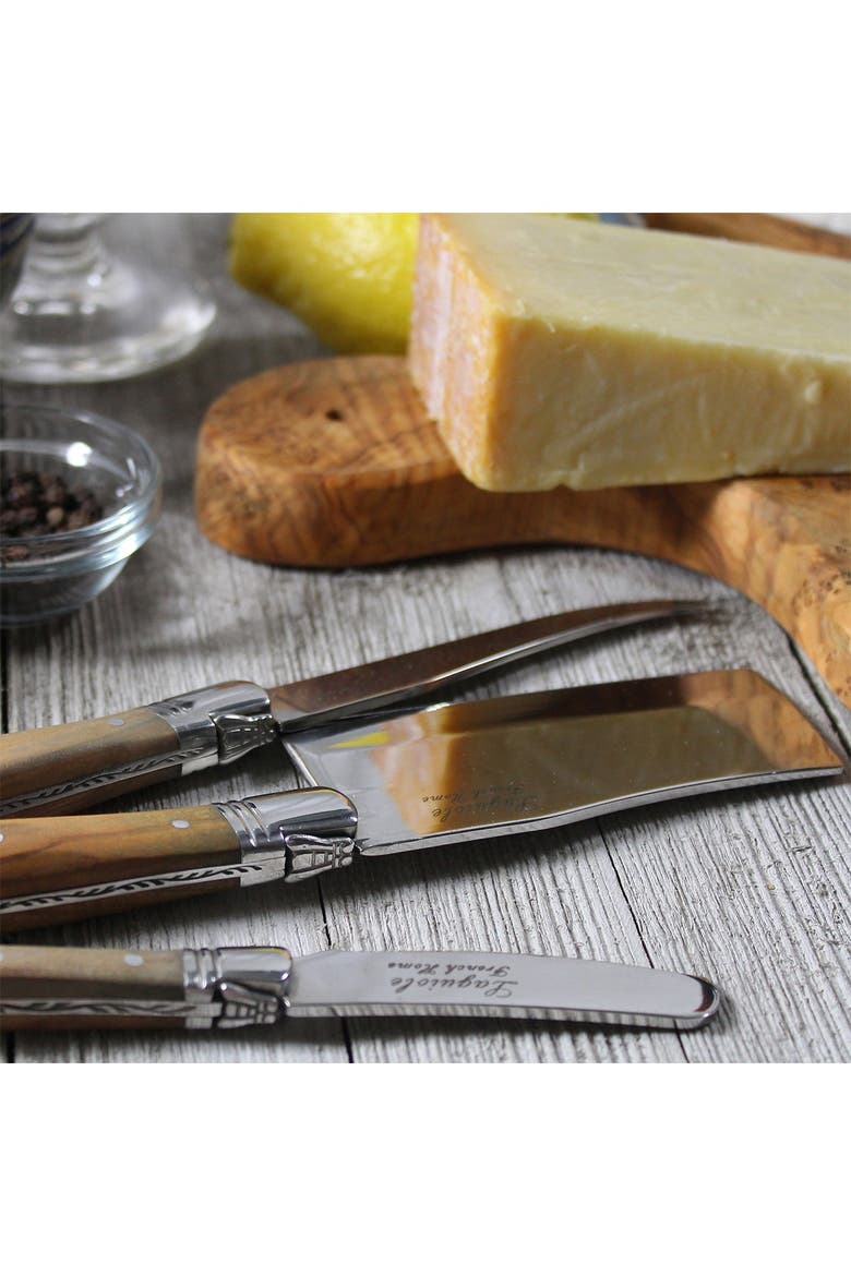 3-Piece Laguiole Connoisseur Olive Wood Cheese Set, Alternate, color, OLIVE WOOD