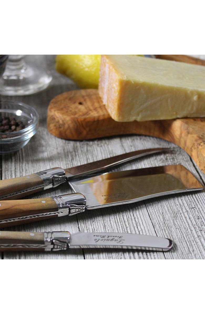 FRENCH HOME 3-Piece Laguiole Connoisseur Olive Wood Cheese Set, Alternate, color, Olive Wood