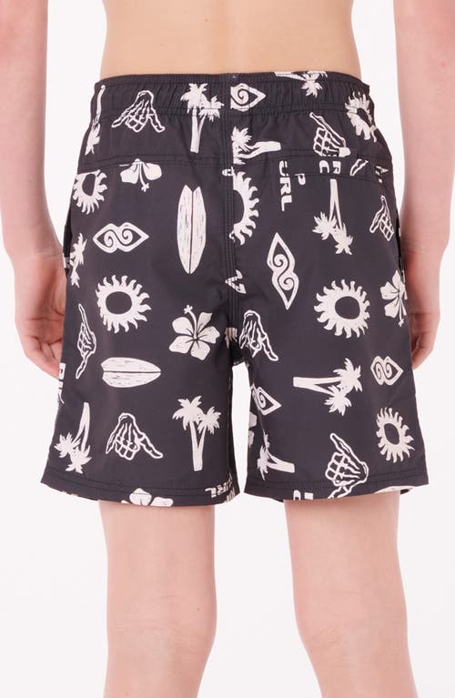 Rip Curl Kids' Island Paradiso Volley Swim Trunks In Black