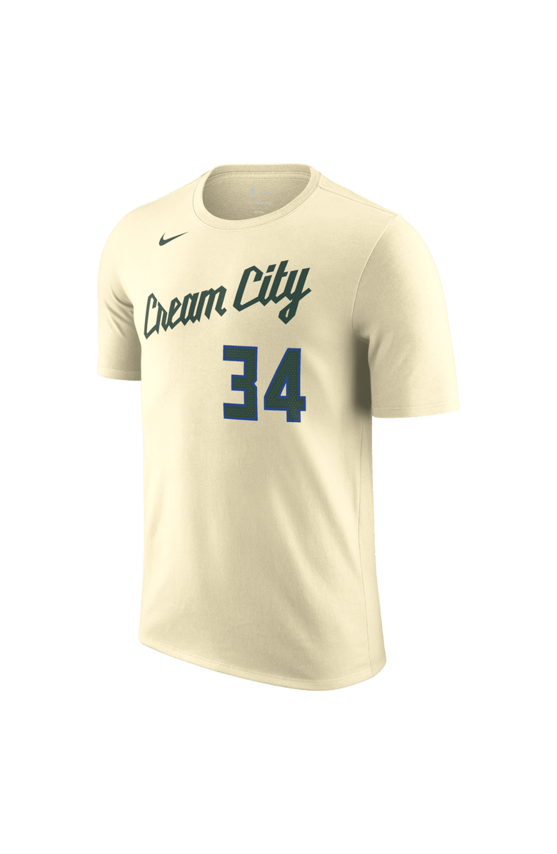 Nike Unisex Nike Giannis Antetokounmpo Cream Milwaukee Bucks 2025/26 City Edition Name & Number T-Shirt, Alternate, color, Cream