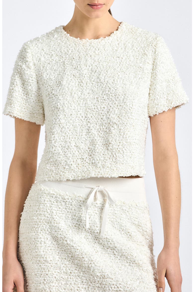 Syrena Paillette Cropped Shirt, Main, color, BLANC DE BLANC