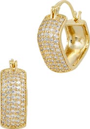 SAVVY CIE JEWELS Pavé Cubic Zirconia Square Hoop Earrings