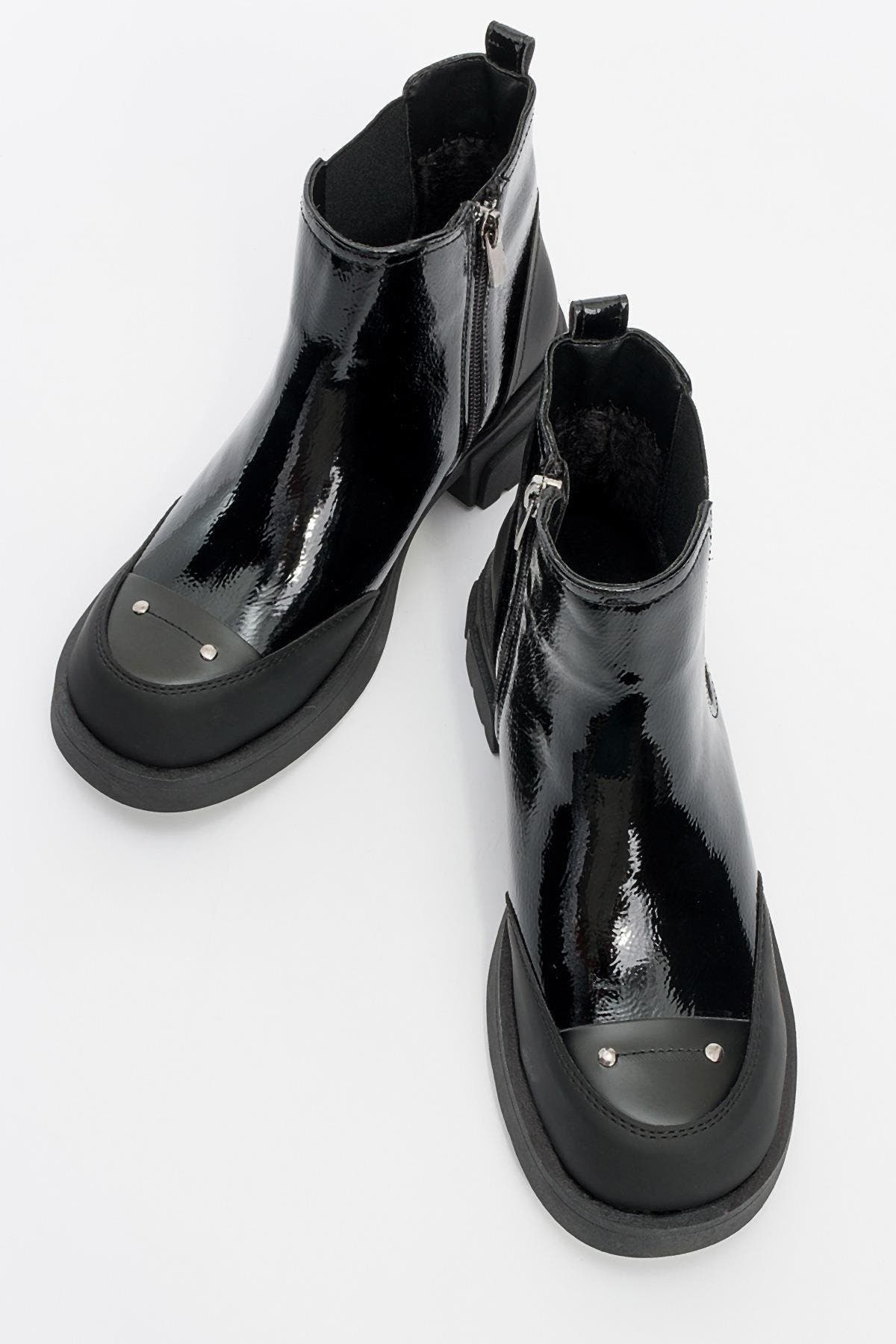 Prologue Shoes Albia Zip Boot, Alternate, color, Black Patent Faux Leather