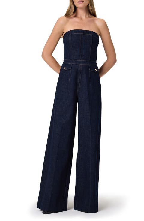 Francesca Strapless Wide Leg Denim Jumpsuit (Saville)