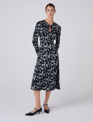 Ghost London Ana Floral Satin Midi Dress