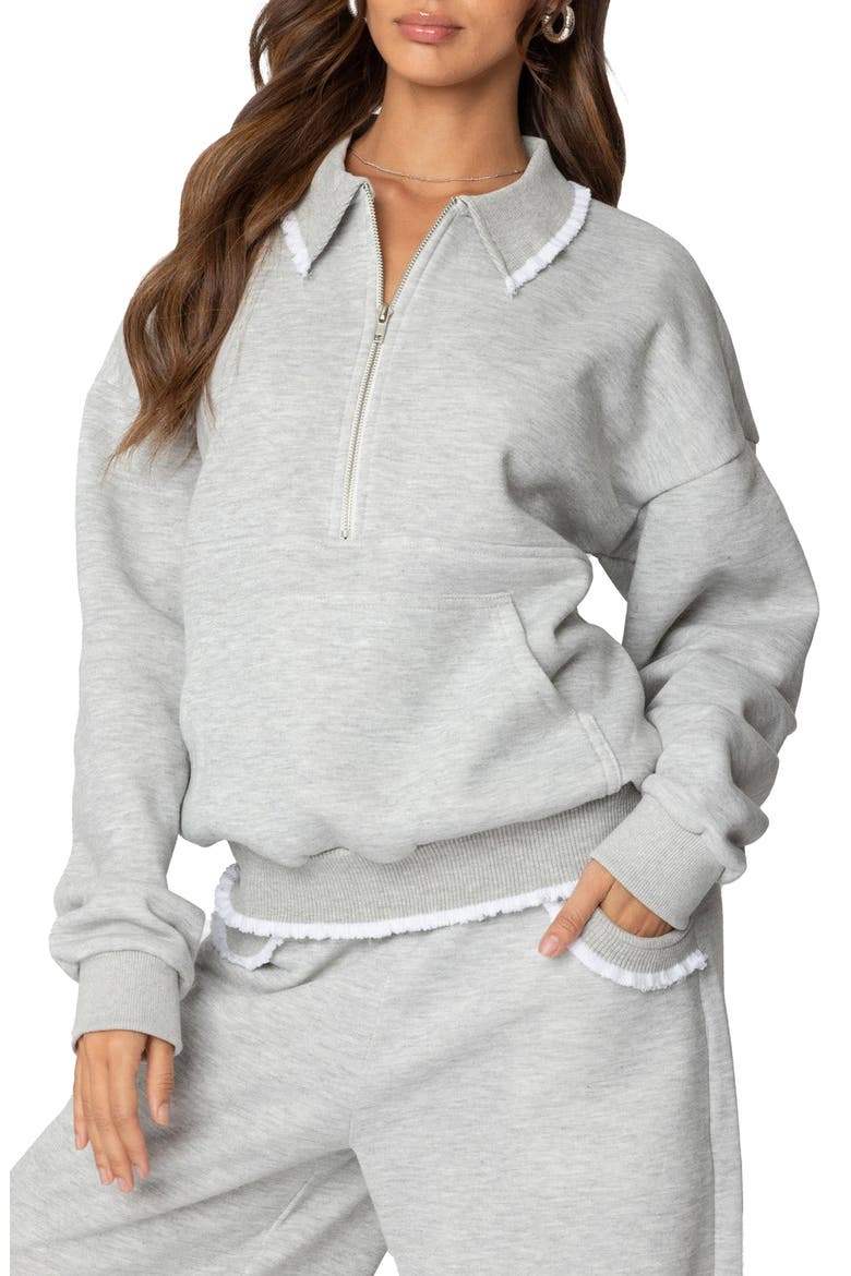 Ashtin Ruffle Trim Sweatshirt, Alternate, color, GRAY-MELANGE