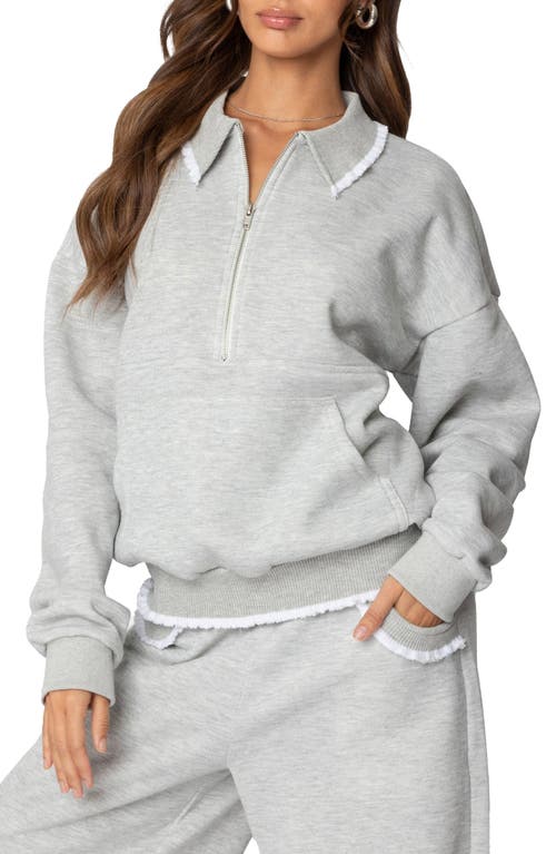 Shop Edikted Ashtin Ruffle Trim Sweatshirt In Gray-melange