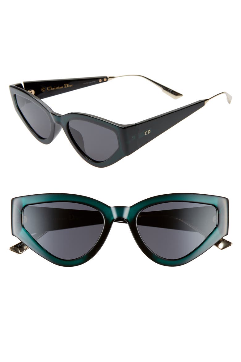 Catstyle1 53mm Cat Eye Sunglasses, Main, color, GREEN/ GREY AR
