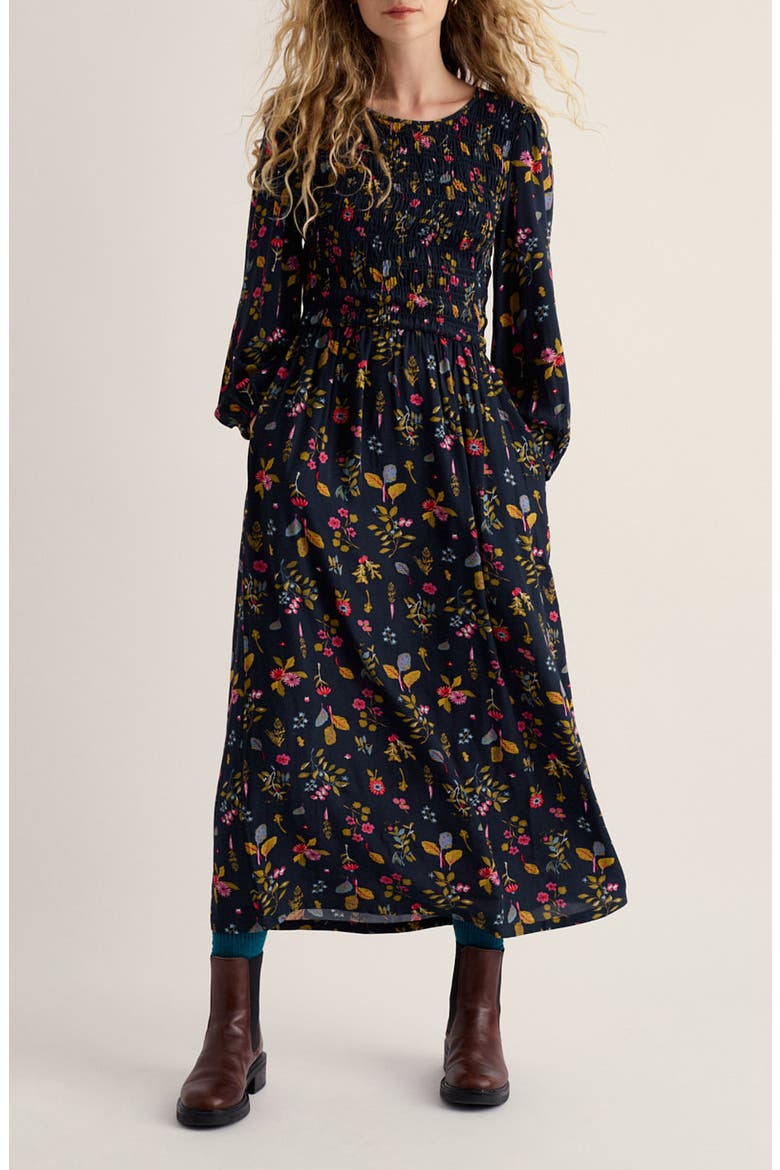 Meadowsweet Smocked Midi Dress, Main, color, FLORA STUDY MIX