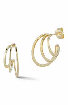 Ember Fine Jewelry 14K Gold Triple Ring Hoop Earrings