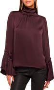 Ramy Brook Christy Bell Sleeve Satin Top