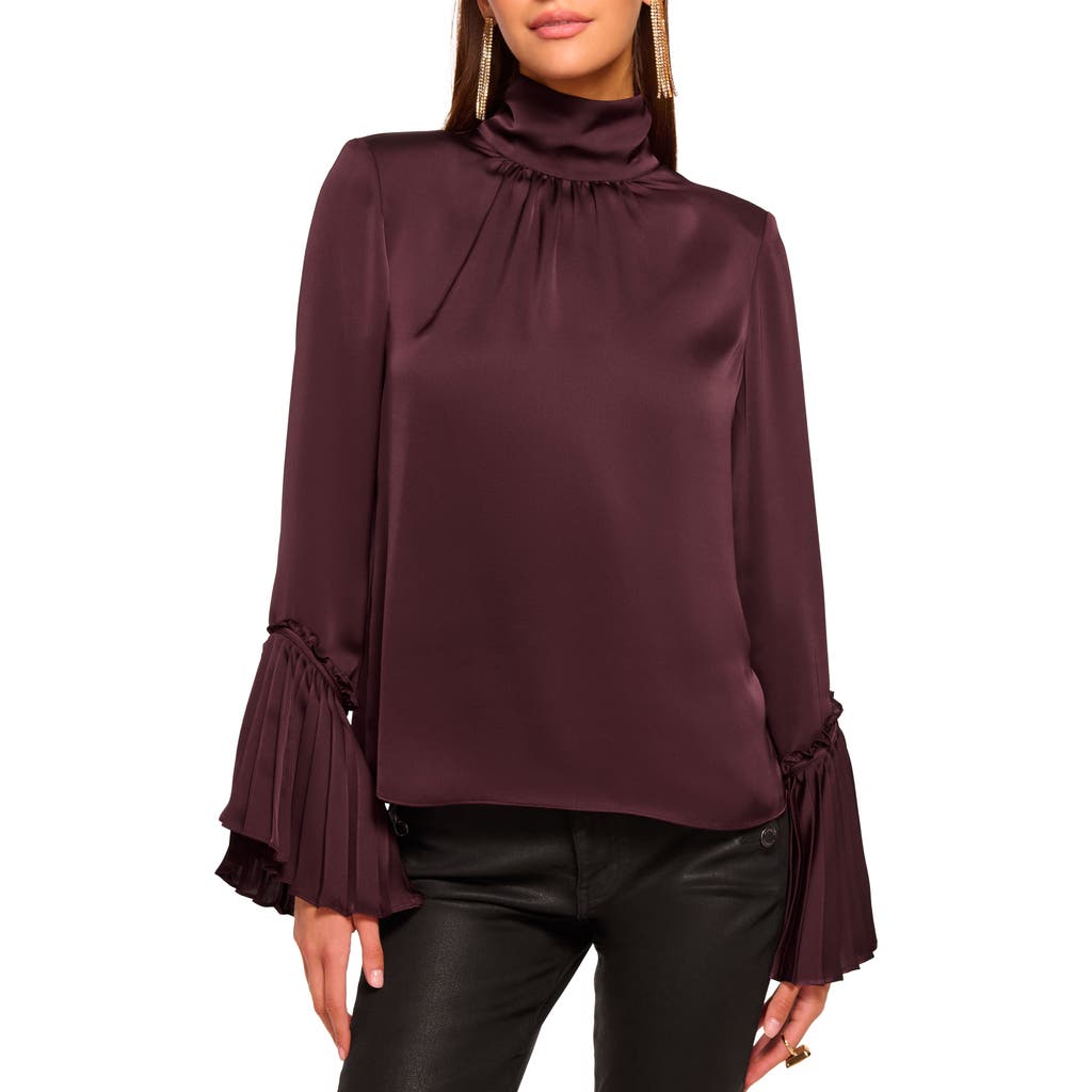 Ramy Brook Christy Turtleneck Bell Sleeve Blouse In Purple