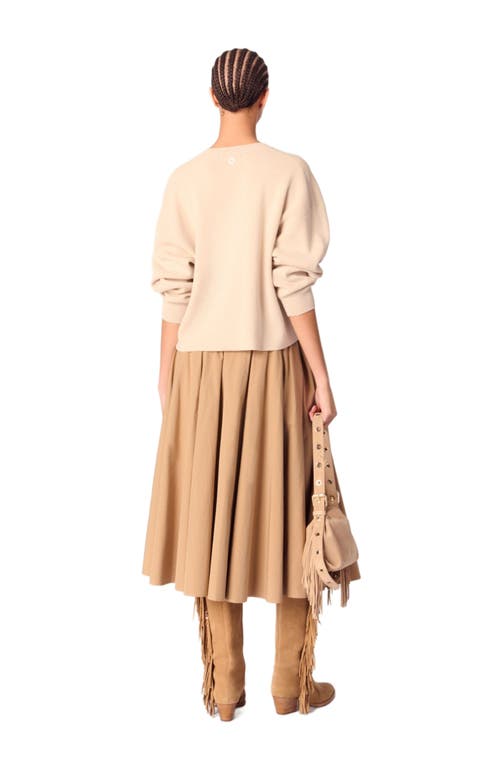 Maje Wool Blend V-neck Sweater In Beige