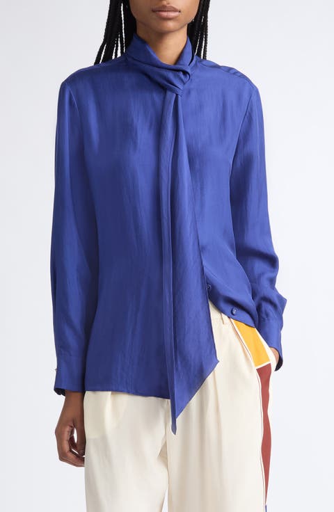 Silk Twill Knot Blouse