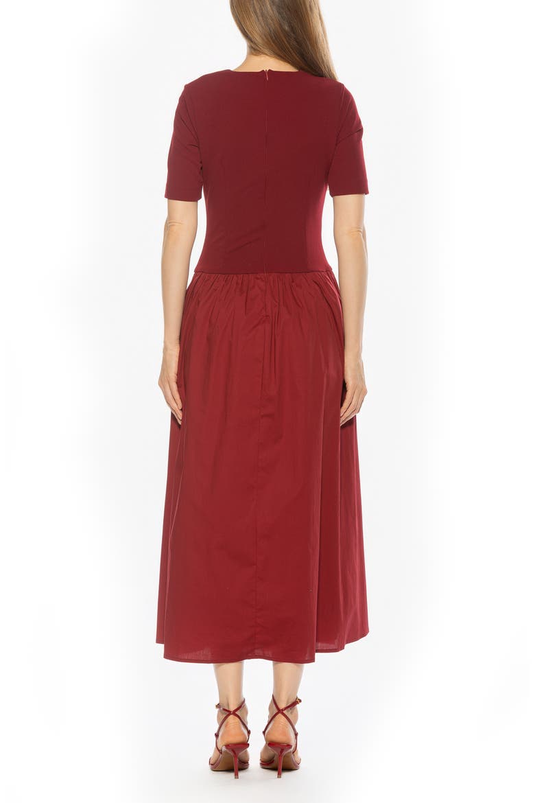 Rowan Crewneck Midi Dress, Alternate, color, BURGUNDY