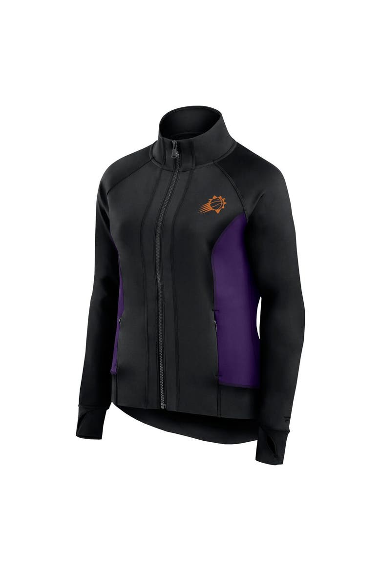 Women's Fanatics Black Phoenix Suns Studio Fitted Full-Zip Gym Track Jacket, Alternate, color, Black