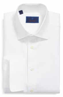 David Donahue Regular Fit Micro Bird's Eye French Cuff Dress Shirt