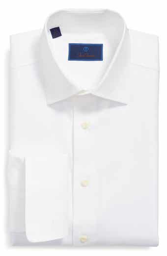 David Donahue Regular Fit Micro Bird's Eye French Cuff Dress Shirt