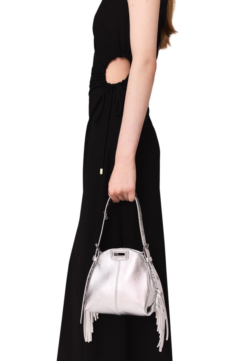 maje Cutout waist maxi dress, Alternate, color, Black