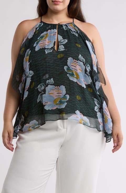 Romee Floral Silk Chiffon Top (Plus)