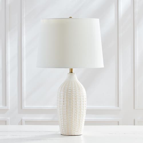 Napa Home & Garden Nadia 100w White Modern Premium Ceramic Lamp W/ Fabric Shade In White