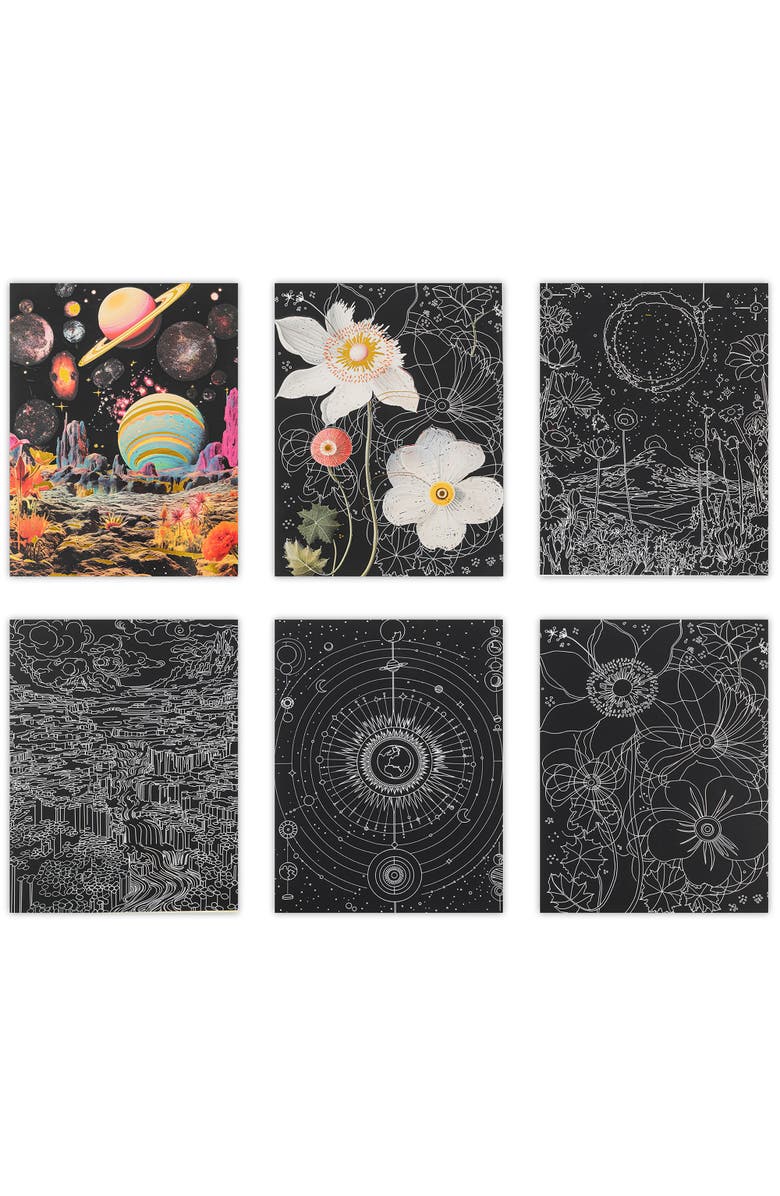 Brea Reese Scratch Art Paper Pad, Surrealism, Alternate, color, Multicolored