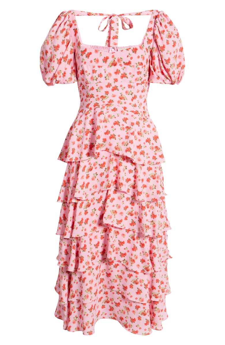 WAYF Agatha Floral Tiered Ruffle Midi Dress, Alternate, color, 